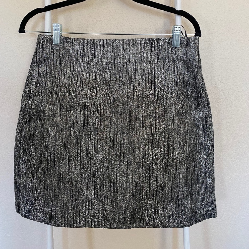 H&M Silver Metallic Mini Skirt Size 10